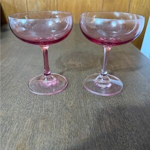 Pair Of 2 Pink Champagne Glasses Roughly 5" Tall